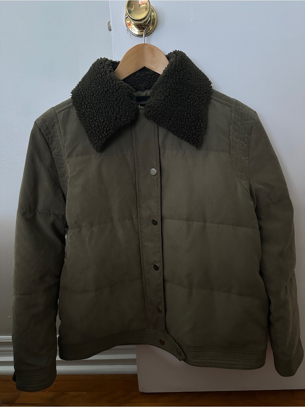 MINKPINK Olive Green Sherpa-Collar Puffer Jacket